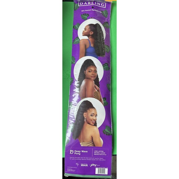 Darling Wrap Around Pony Deep Wave Pony 20inch #1B Black - Picture 3 of 3